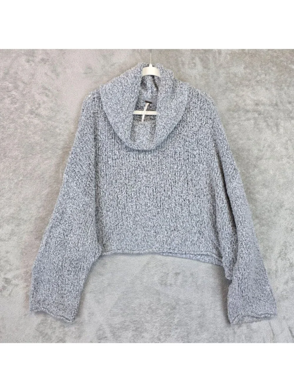 Free People Sweater Womens L Gray Chunky Cowl Neck Dolman Sleeve Knit Pullover
